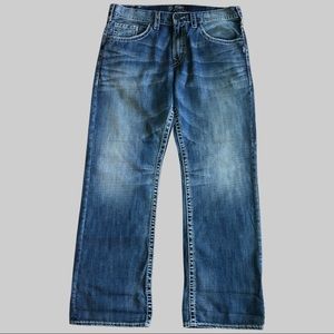 SILVER JEANS. Gordie. Flap Pocket. Boot Cut. Relaxed, Loose Fit. Mens 36X34